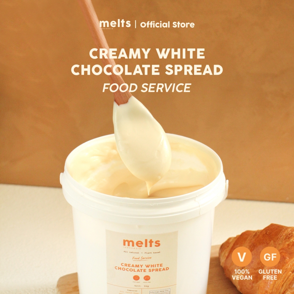 

Melts Food Service Creamy White spread selai coklat Kiloan 1 kg untuk Baking dan bahan Kue