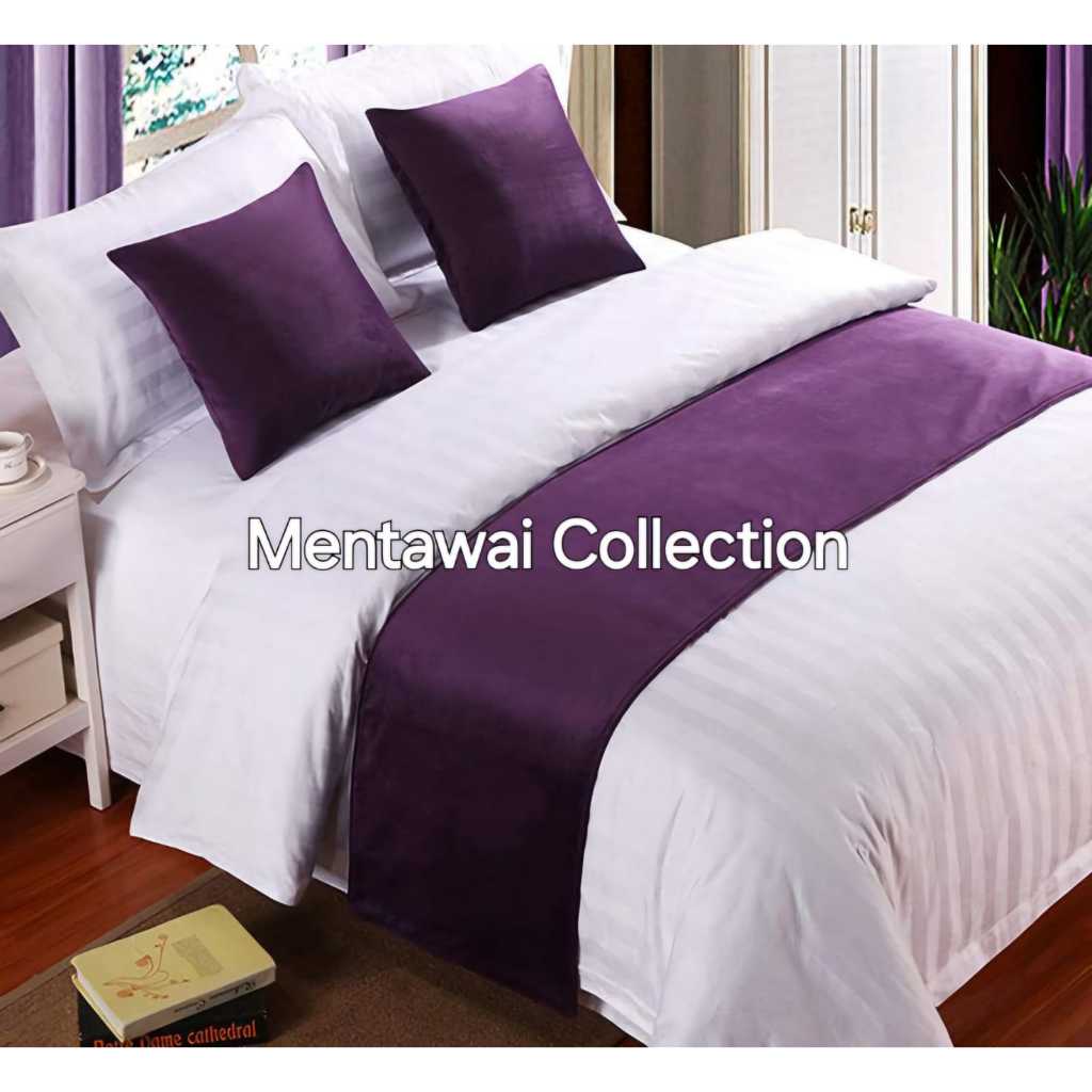 Bed runner Selendang Kasur Hotel Bahan Suede Premium Warna Violet Glamour Bisa Custom Ukuran