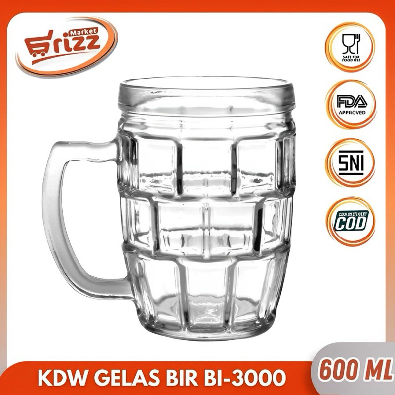 Gelas Teh Jumbo / Gelas Kaca / Gelas Besar / Gelas Kaca Murah BI-3000 Kedaung Gelas Bir / Beer Mug 6