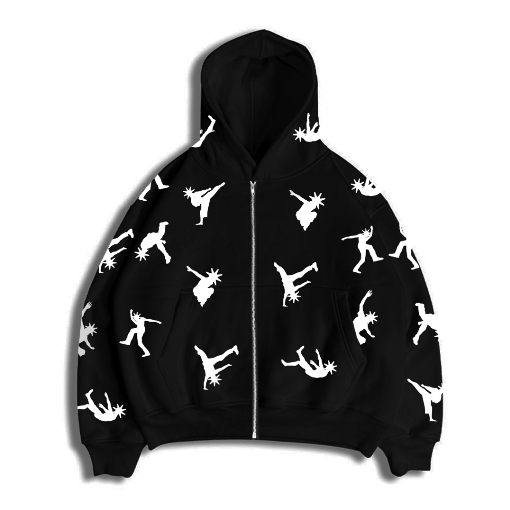 tyi Convergent Boxy Zip Hoodie Keen - Black Hoodie Pria wanita unisex