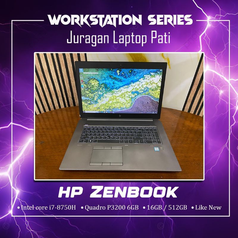 Laptop Workstation HP Zenbook Core i7 8750H Nvidia Quadro P3200 6GB Ram 16/512GB