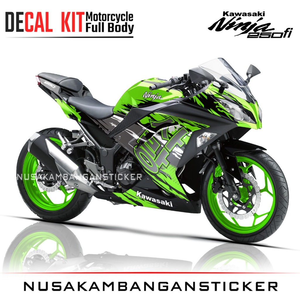 DECAL STICKER NINJA 250 FI OLD HIJAU KANJI FULLBODY