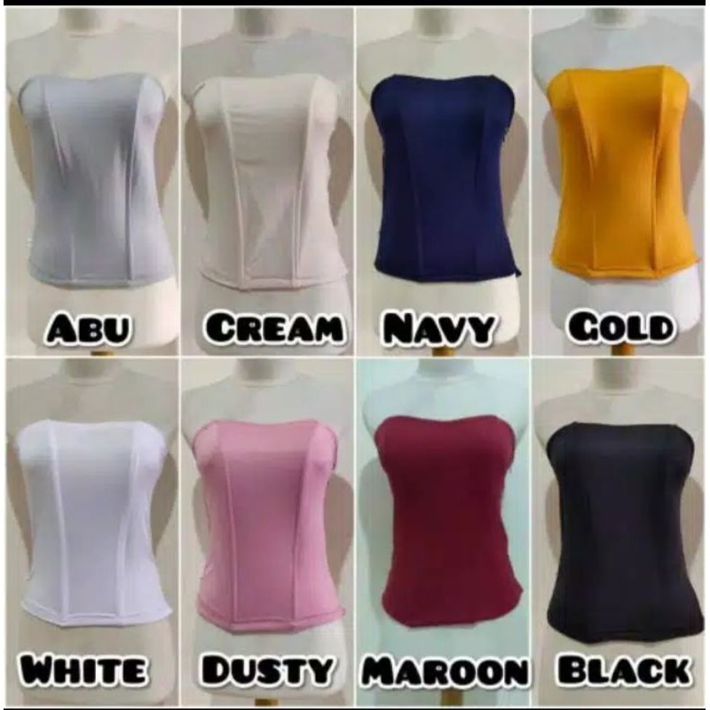Kemben Wanita Dalaman Kebaya Bahan Kaos/Torso Kaos Bustier 4 Tulang Aneka Pillihan Warna