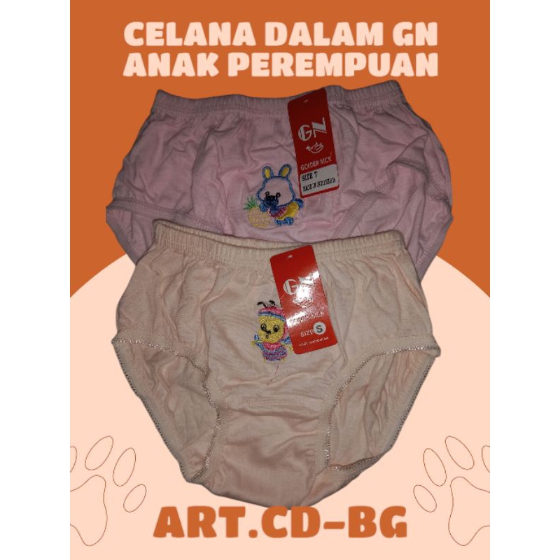 6 PCS/LEMBAR CELANA DALAM ANAK PEREMPUAN GOLDEN NICK ART.CD-BG