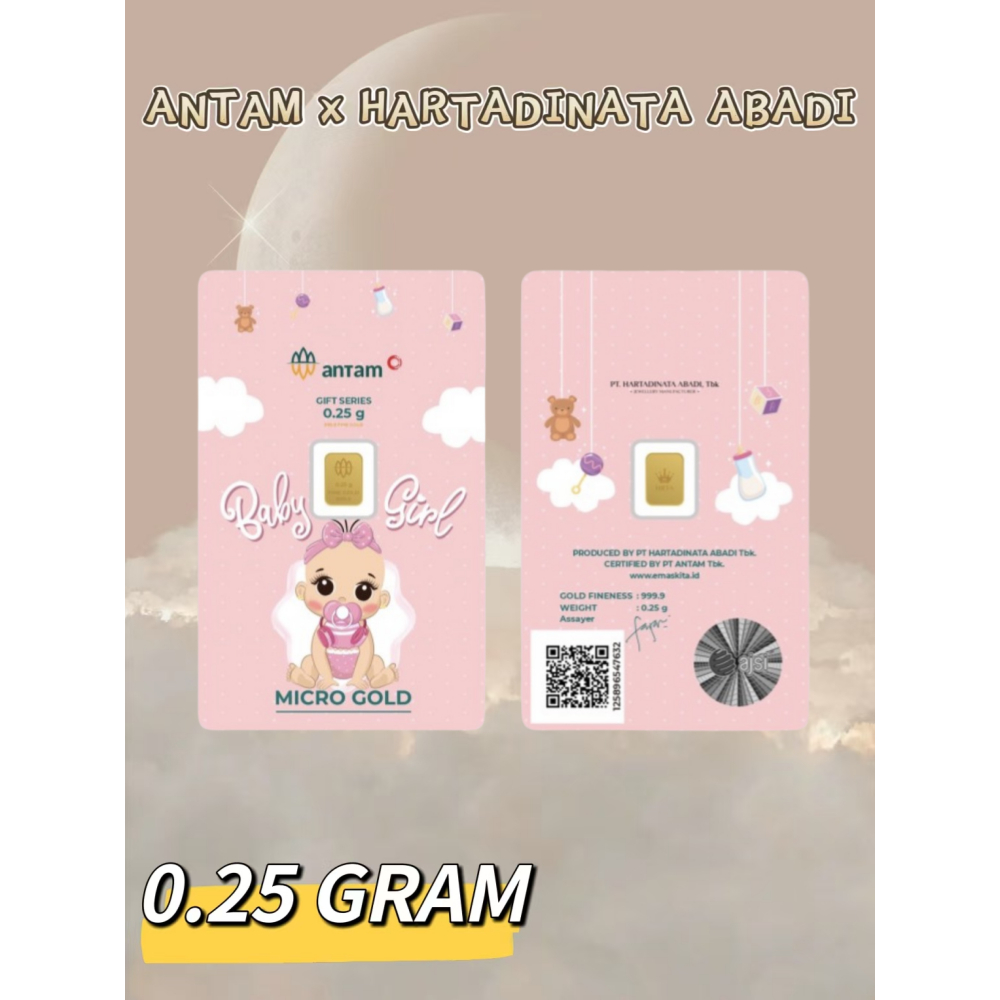 （Dalam stok）Gold Logam Mulia Antam x Hartadinata 0.25 Gram Antam Emas 0.25gr bayi perempuan series