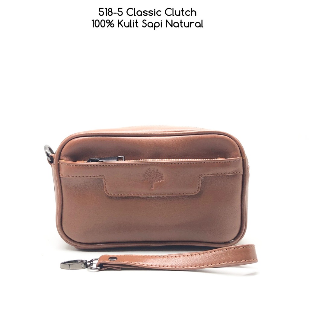 clutch kulit cowok MINI SERIES 518-5 camel classic original happy season tas kulit