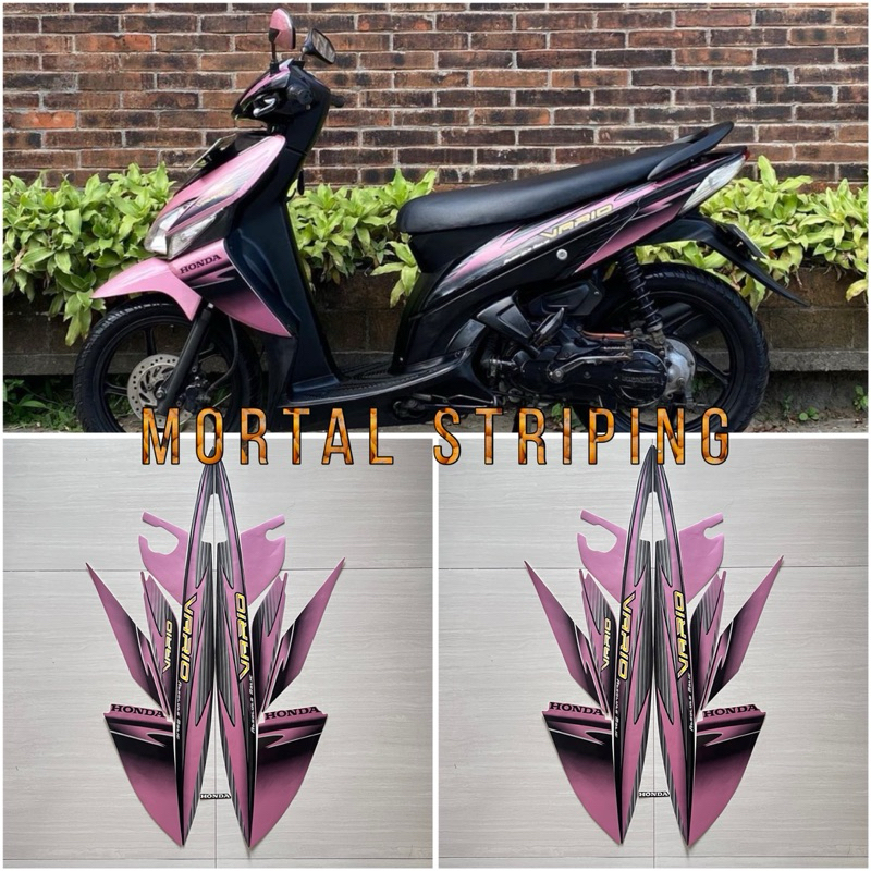STIKER STRIPING LES LIS BODY MOTOR VARIO LAMA 110 KARBU TAHUN 2006 2007 HITAM PINK
