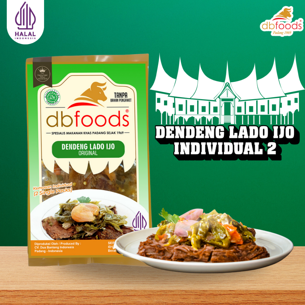 

DBFOODS Duo Dendeng Lado Ijo Siap Makan Praktis Asli Padang