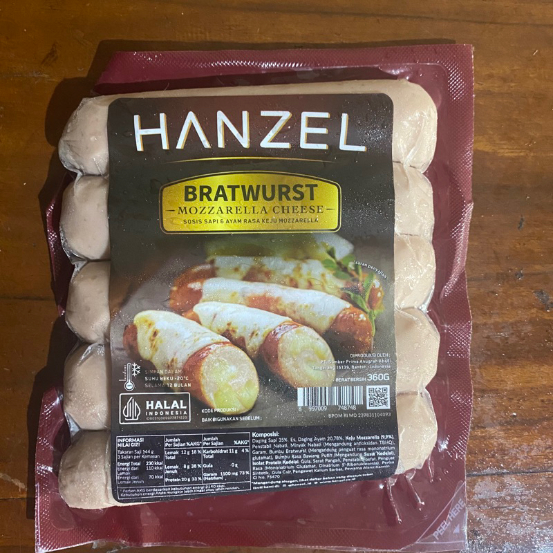

Hanzel sosis cheese mozarella bratwurst 360gr (isi 5)
