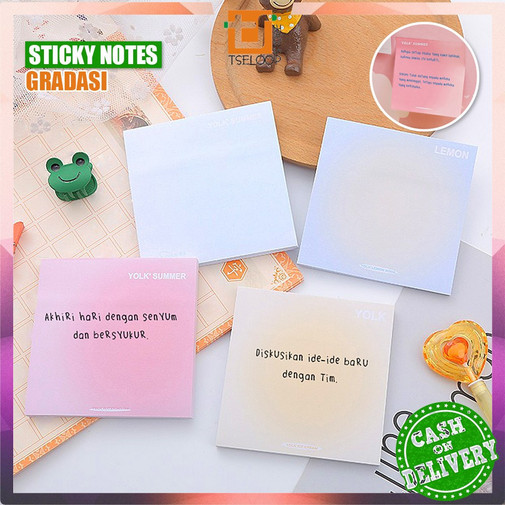 

OFM-A102 Sticky Notes Gradasi Polos Isi 50 Lembar Alat Tulis Kantor Sekolah / Memo Tempel Persegi Gradasi Tempelan Kertas Catatan Memo