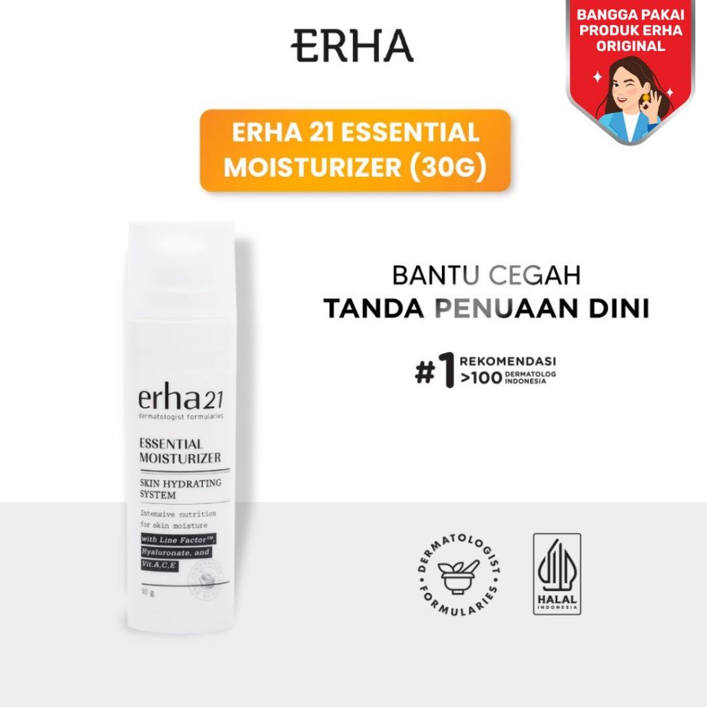 ERHA Essential Moisturizer 30g - Pelembab Wajah Anti Penuaan Untuk Semua Jenis Kulit