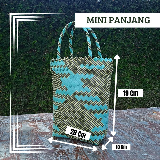 Tas Anyaman Plastik Souvenir Mini Panjang Lurik Kombinasi