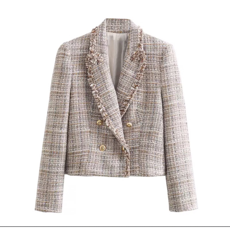 [BODYSHAPPER] Korean tweed outer blazer | premium outer tweed wanita nude