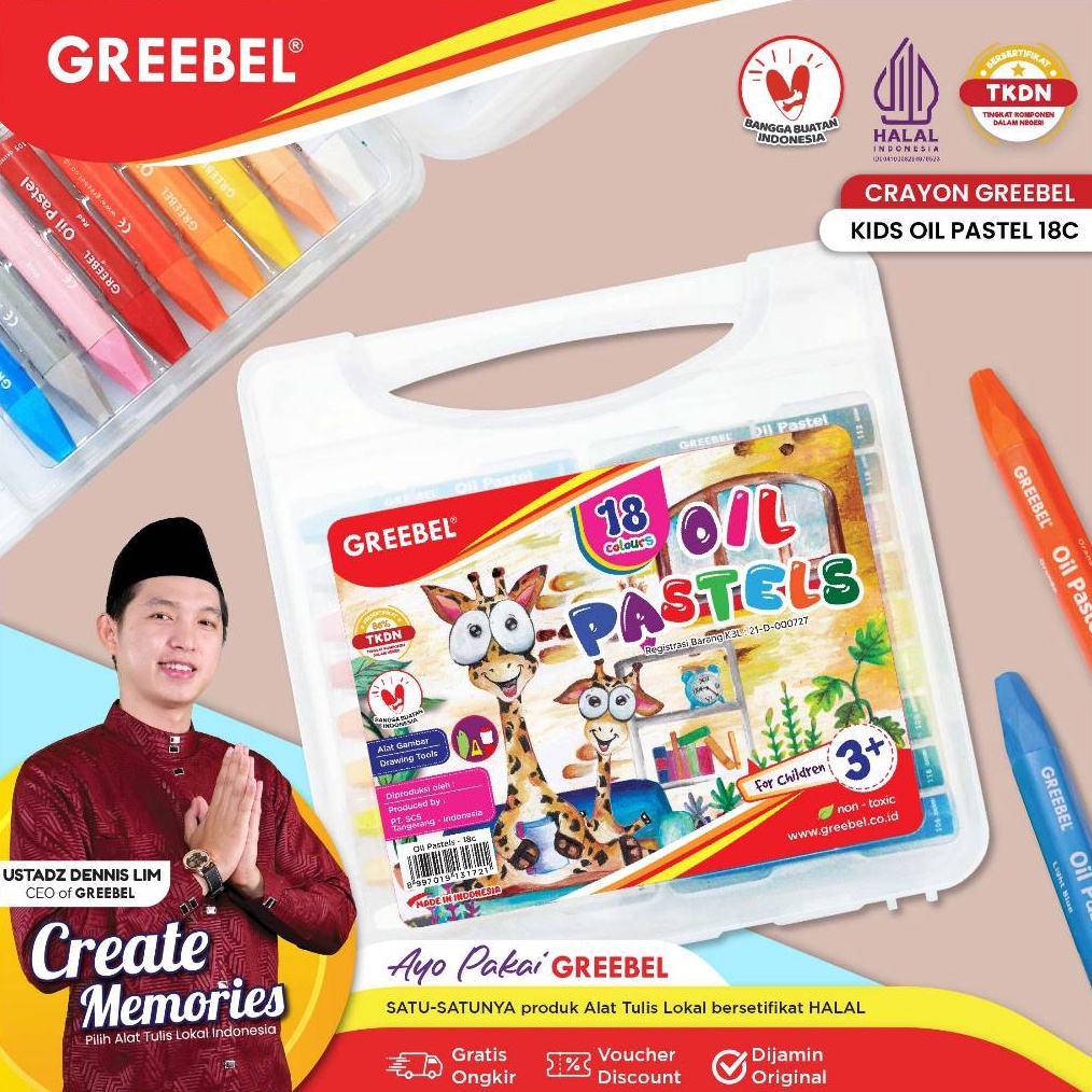 

KODE F6N GREEBEL Crayon Krayon KIDS OIL PASTEL 18 Warna KOP 18C Crayon Greebel Krayon 18 Warna Non toxic