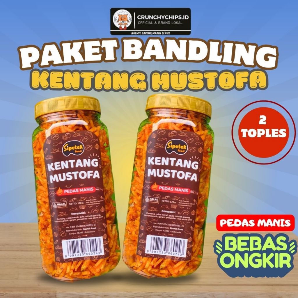 

[PAKET BANDLING] Cemilan Kentang Mustofa Kering Pedas Manis Kriuk Nikmat Melimpah Dapat 2 Toples