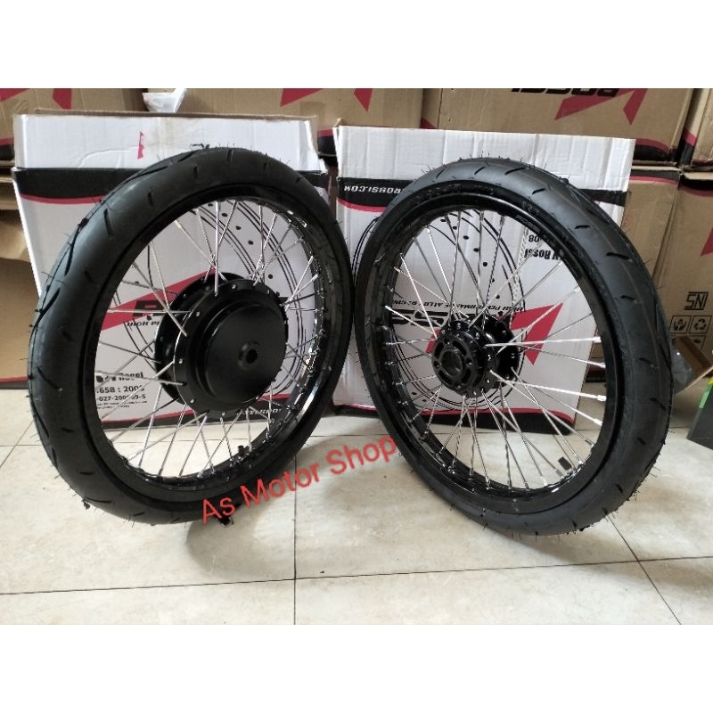 VELG SET MEREK ROSSI RING 17 TROMOL SET PLUS BAN LUAR DAN DALAM NEW SPIN SKYWAVE SKY DRIVE - HAYATE