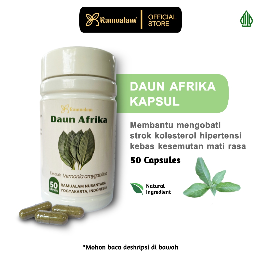 Ramualam Kapsul Daun Afrika 50 Kapsul - Membantu mengobati strok jamu kolesterol hipertensi kebas ke