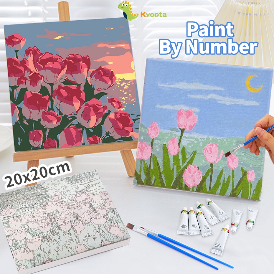 

Diskon Terbaik Kyopta 2x2cm Paint by number aesthetic series diy digital painting kit Kanvas painting