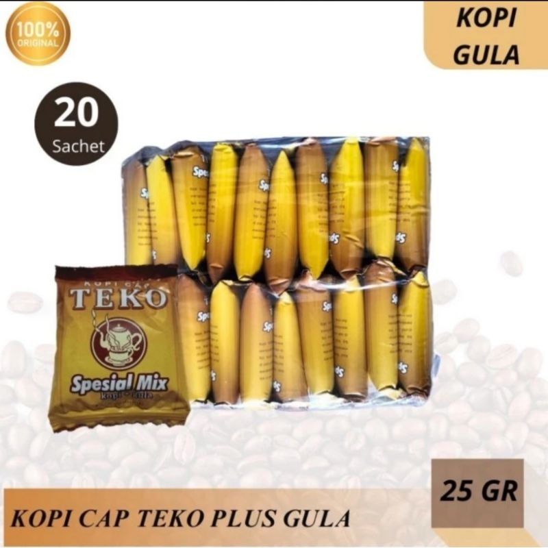 

Kopi CAP TEKO SPESIAL MIX PLUS GULA 25g Khas Bogor (isi 20sachet)