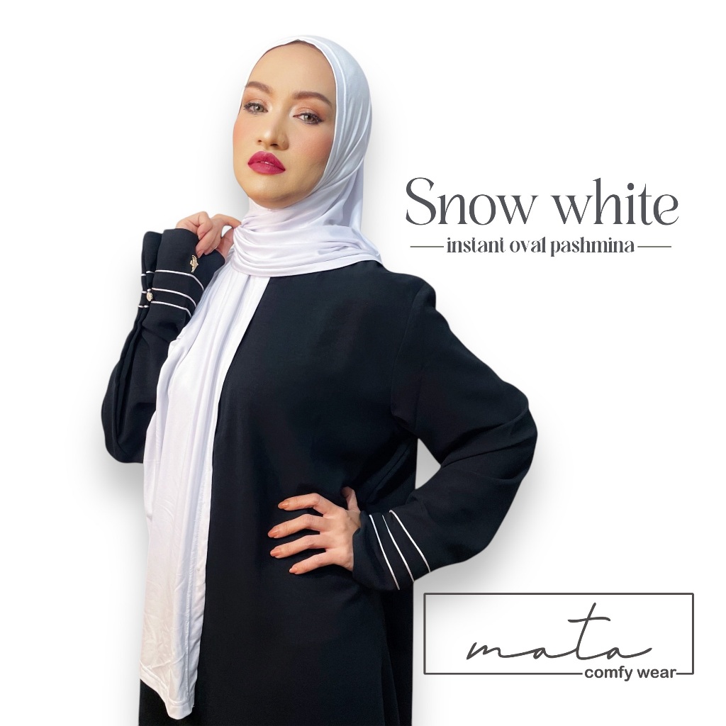 Pashmina instant punggung oval kaos rayon spandek hijab putih polos mata comfy wear jilbab daily put