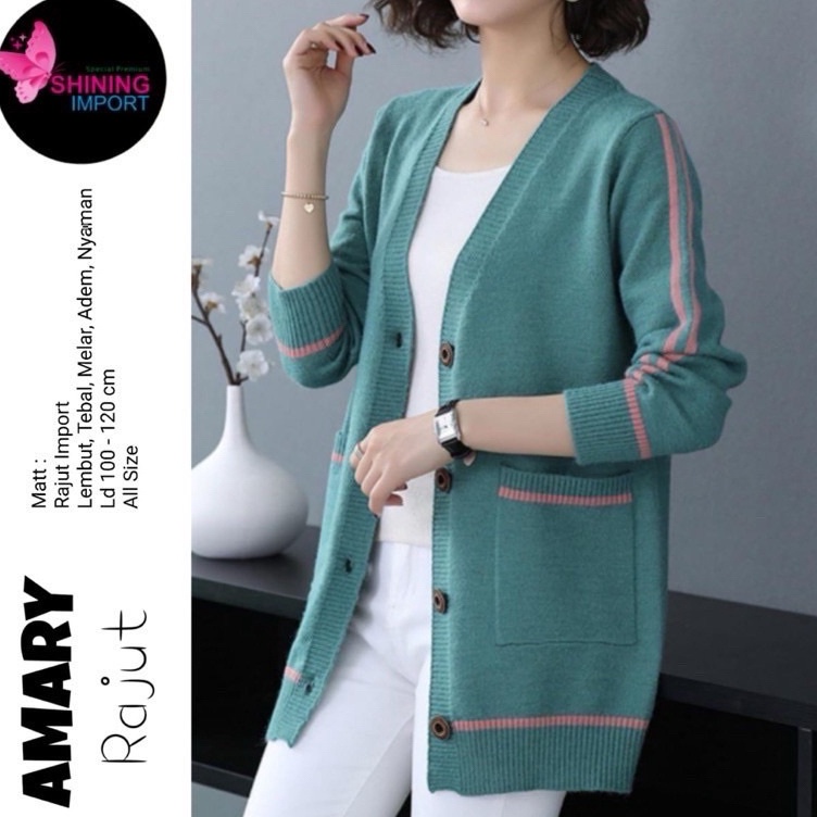 KODE I25B Jaket rajut import tebal wanita korean style terbaru Jaket kardigan halus amary
