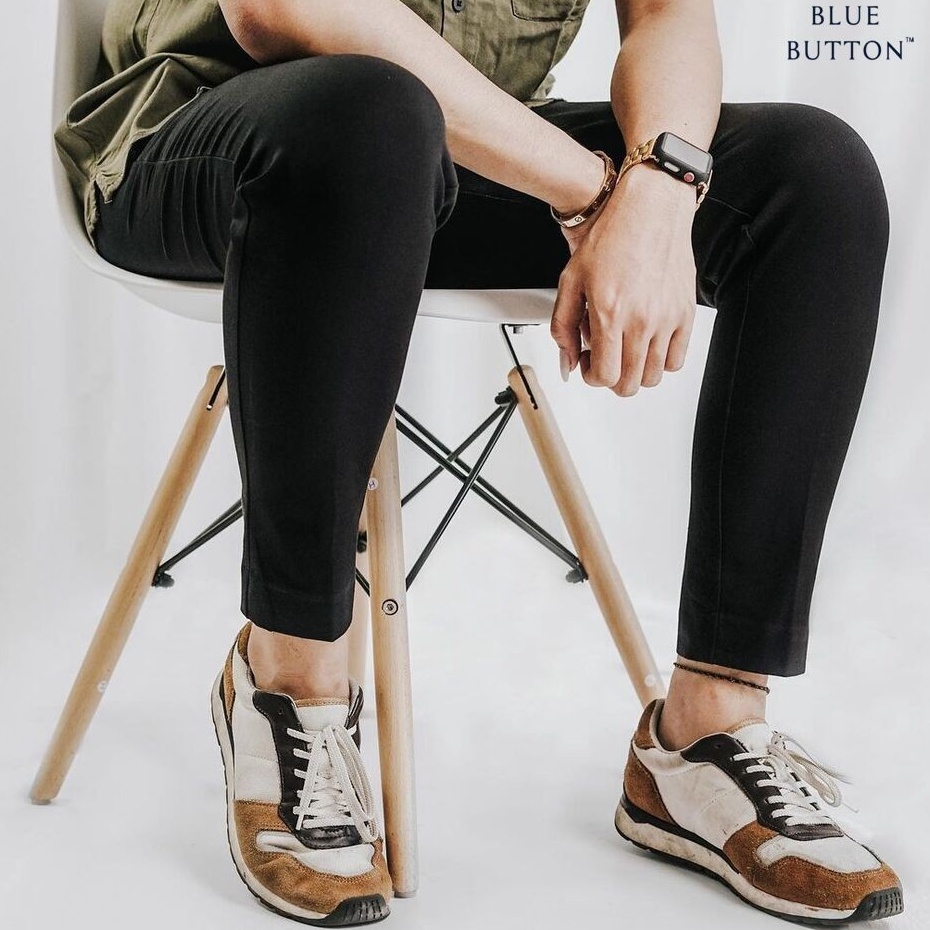 BlueButton Celana Chino Ankle Pants Slim Fit Black