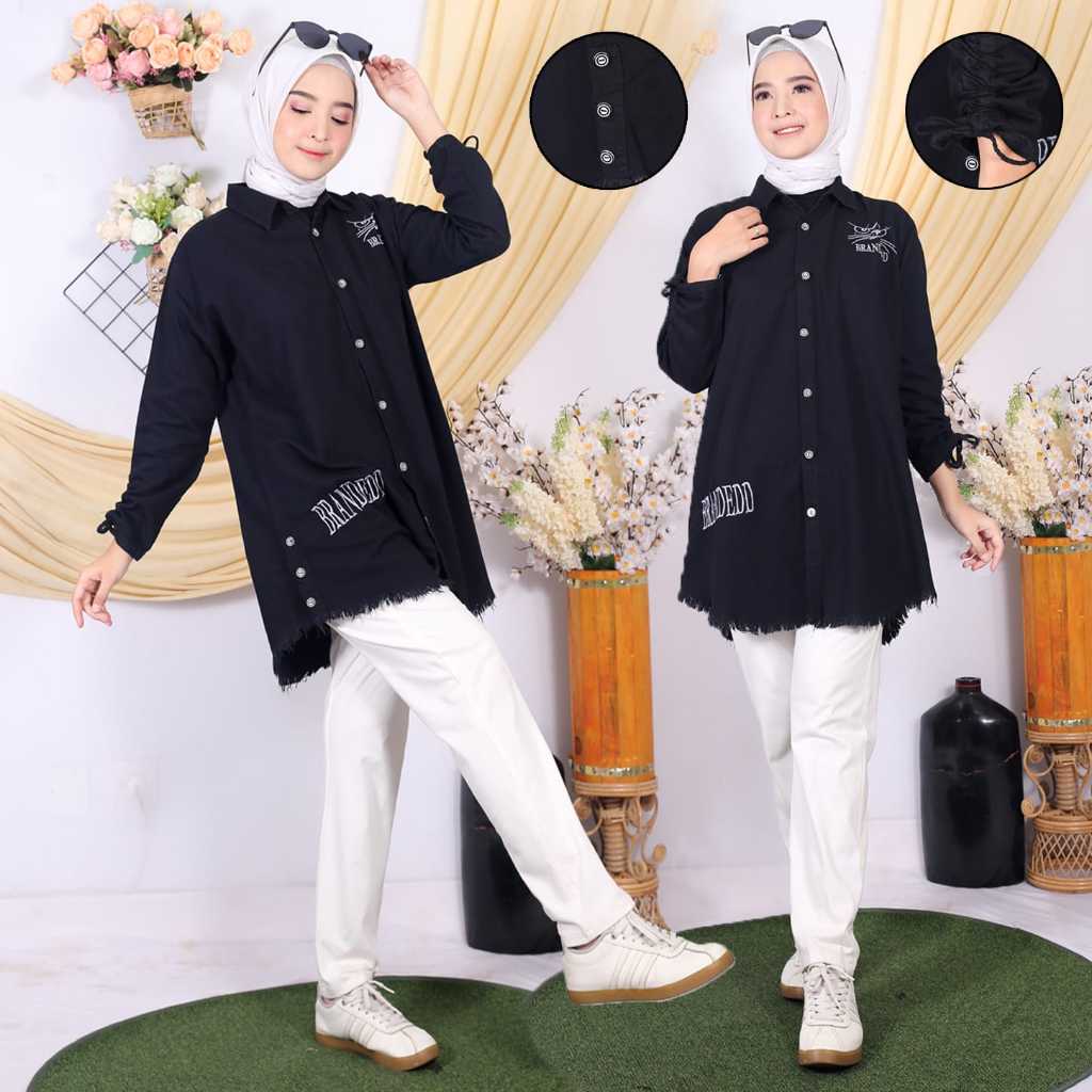 Tunik Jeans Wanita Dewasa Terbaru 2024 Kekinian Import Harga Murah Model Bordir