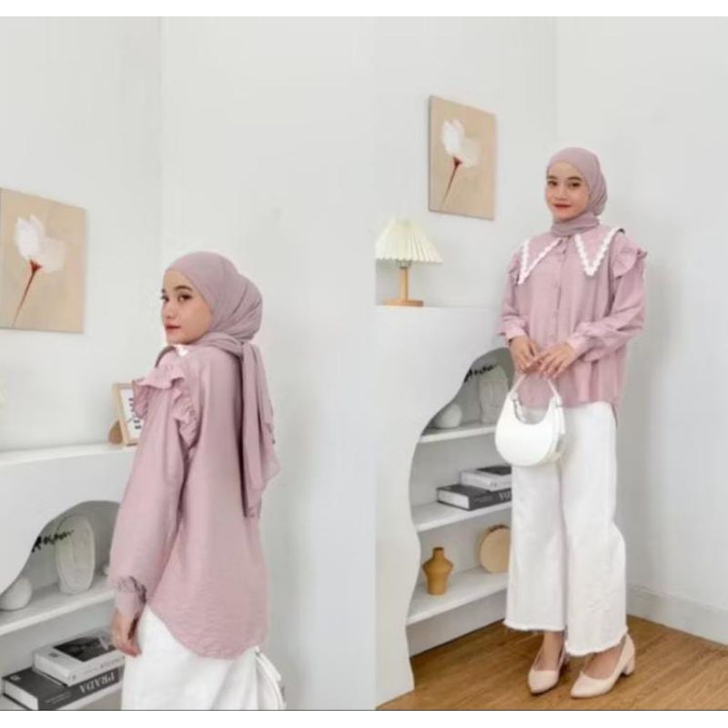 baju bluce,baju remaja,atasan wanita kekinian blouse crincle airflow rempel