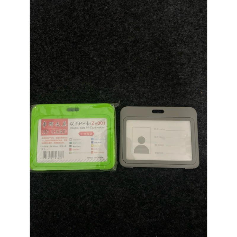 

card holder 2 sisi horizontal lanyar plastik