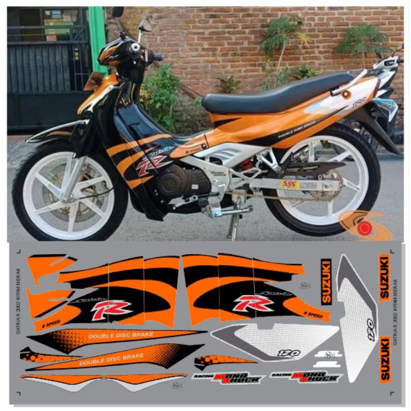 striping stiker Lis satria R 120 Oren striping satria 120R