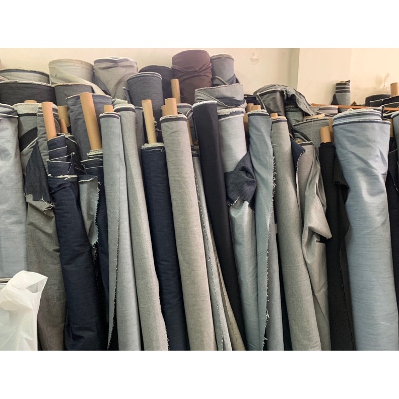 KODE Q9Y Kain Jeans Denim Raw Meteran  Bahan Mentah Melar Eceran Rollan Grosir