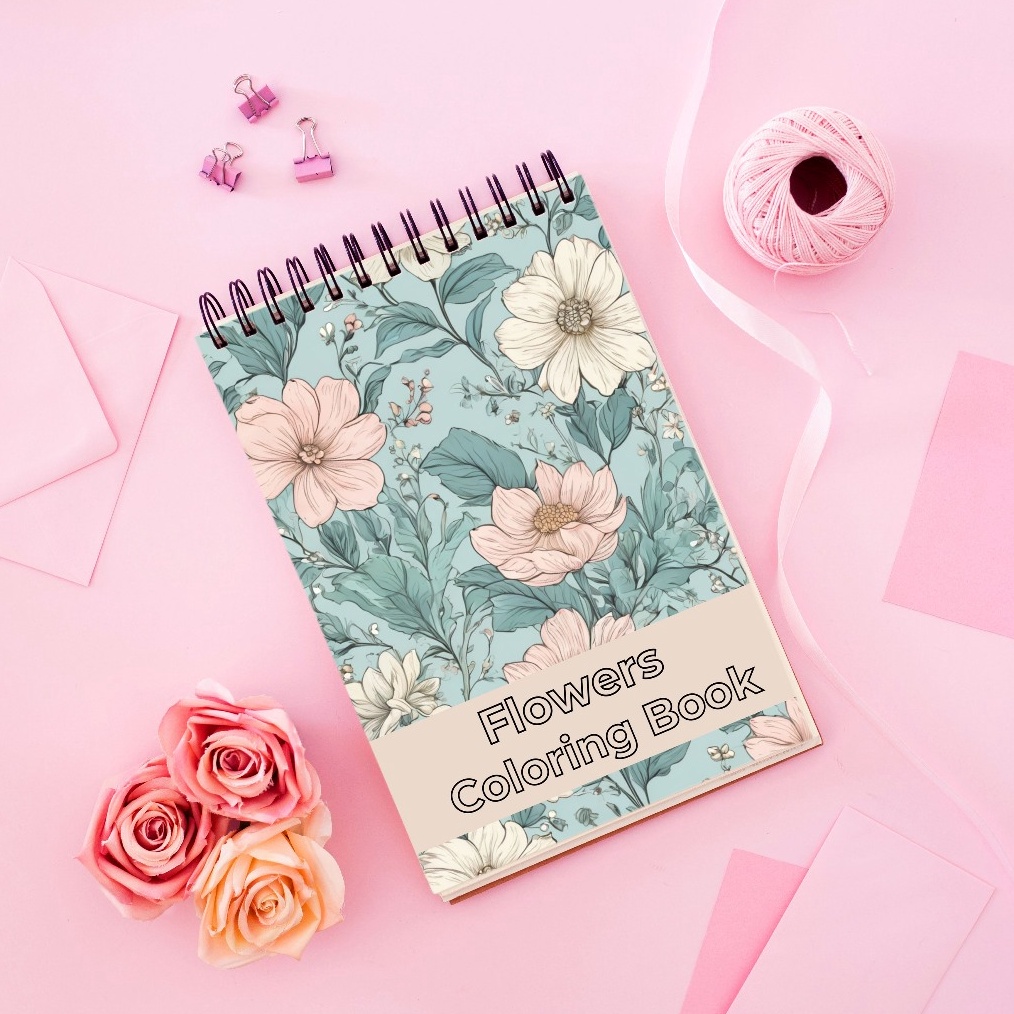 

KODE N33B Buku Mewarnai Flowers Coloring Book for Antistress untuk Dewasa dan Anak Kertas Tebal Tema Bunga