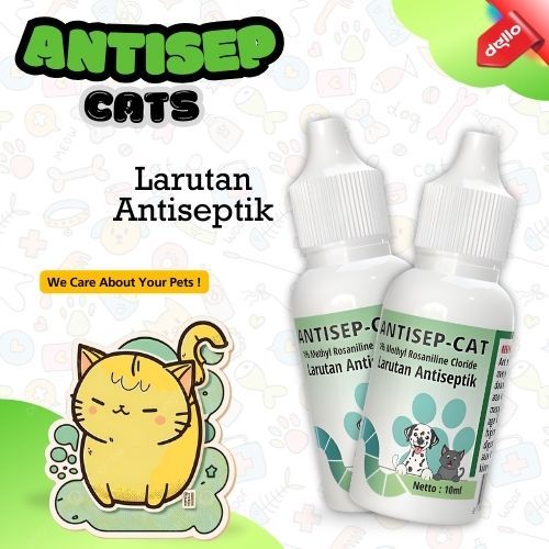 Obat antiseptik solusi mengatasi luka luar dalam mulut kucing anjing cairan ANTISEP CAT DELLO
