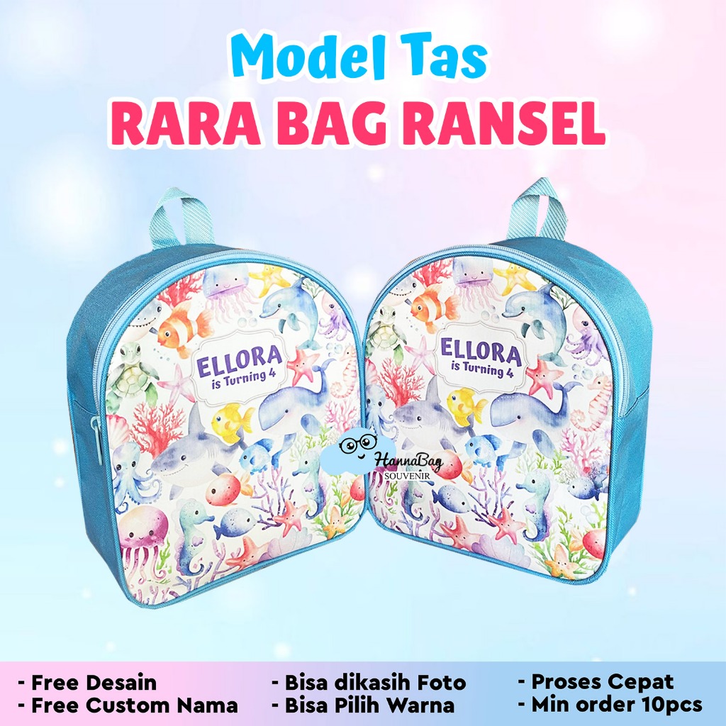 RARA RANSEL/ TAS ULTAH CUSTOM/TAS CUSTOM MURAH/SOUVENIR ULTAH/TAS CUSTOM/NAMA/FOTO/TAS TERLARIS