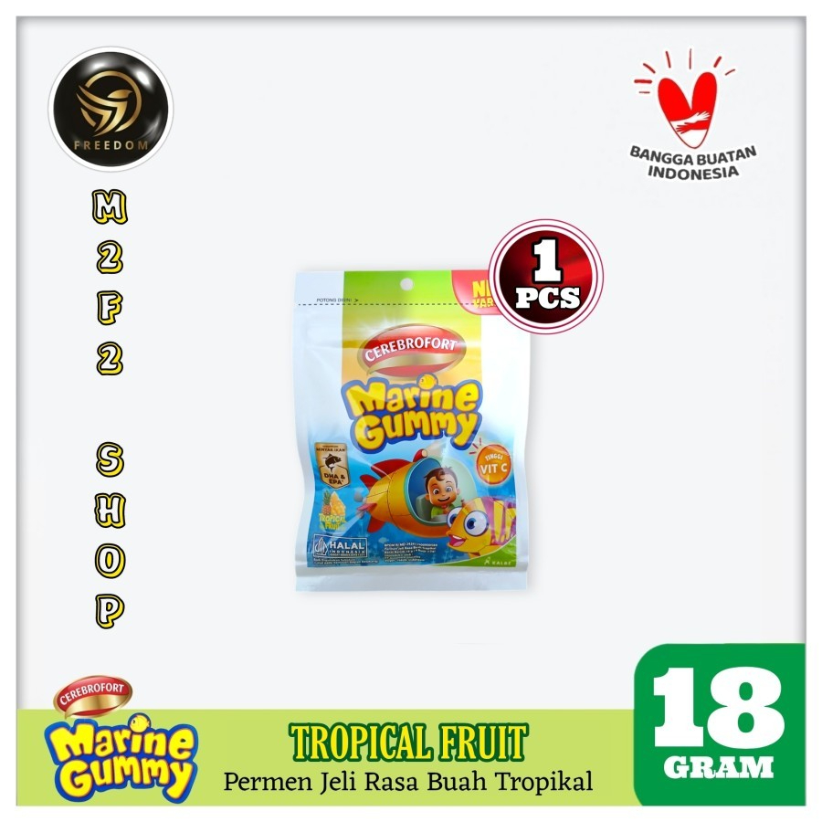 

Cerebrofort Marine Gummy Tropical Fruit Flavour | Buah Tropis Sachet - 18 gr (Kemasan Satuan)