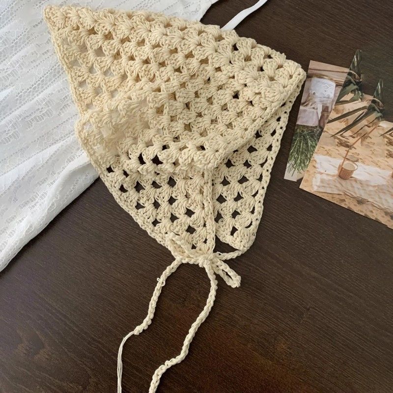 Bandana Segitiga Rajut Handmade Bando Bandana Rajut Adjustable Bandana Crochet Bando Rajut Segitiga