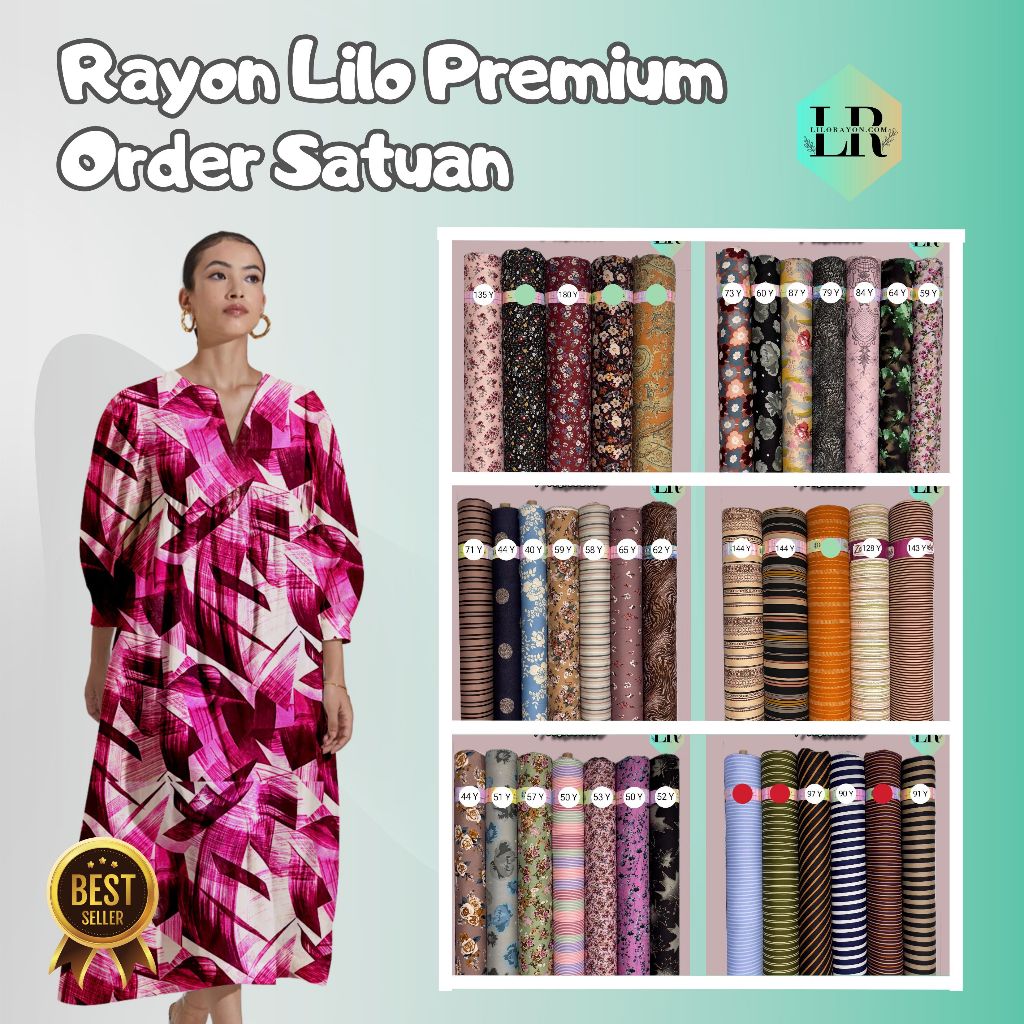 Kain Rayon Lilo Motif Custom 100 - 150 Yard / Roll Kain / Satuan / Fashion