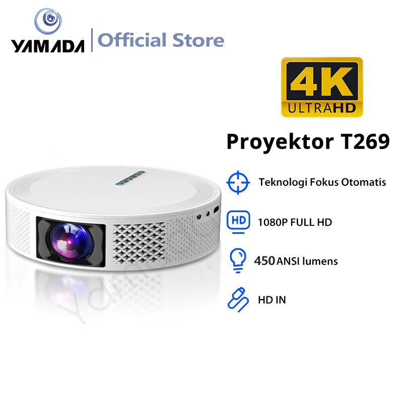 Projector Android T269 Smart Projector  OS9.0 450ANSI Proyektor mini 4K HD Portable Android Proyekto