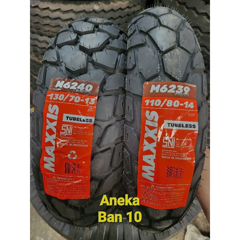 SEPASANG Ban Maxxis 110/80-14 M6239 & 130/70-13 M6240 Tubeless