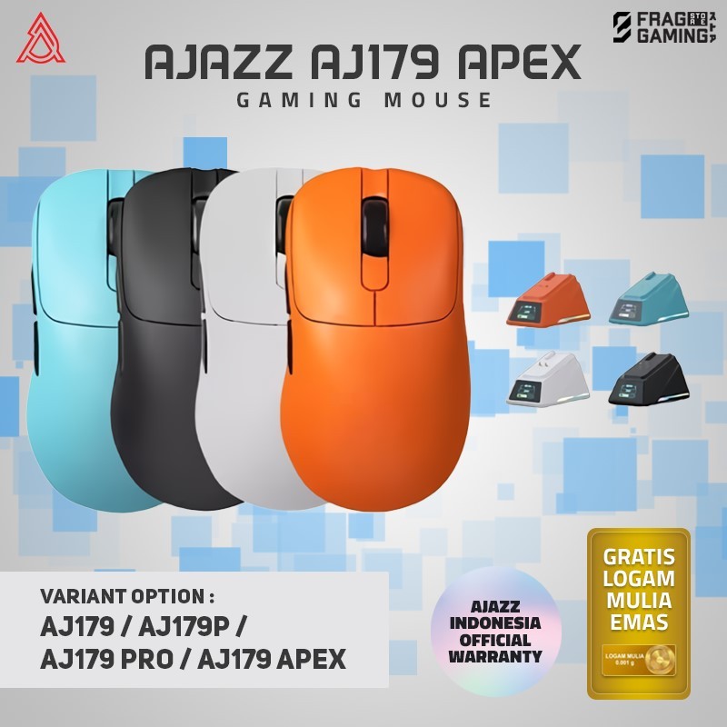 Ajazz AJ179 APEX / AJ179 Series Wireless Ergonomic Mouse With LED Charging Dock / Docking