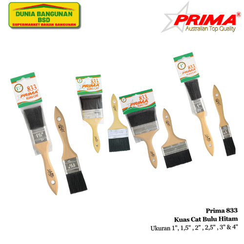 

PRIMA 833 Kuas Cat Tembok dan Minyak Prima 833 Bulu Hitam