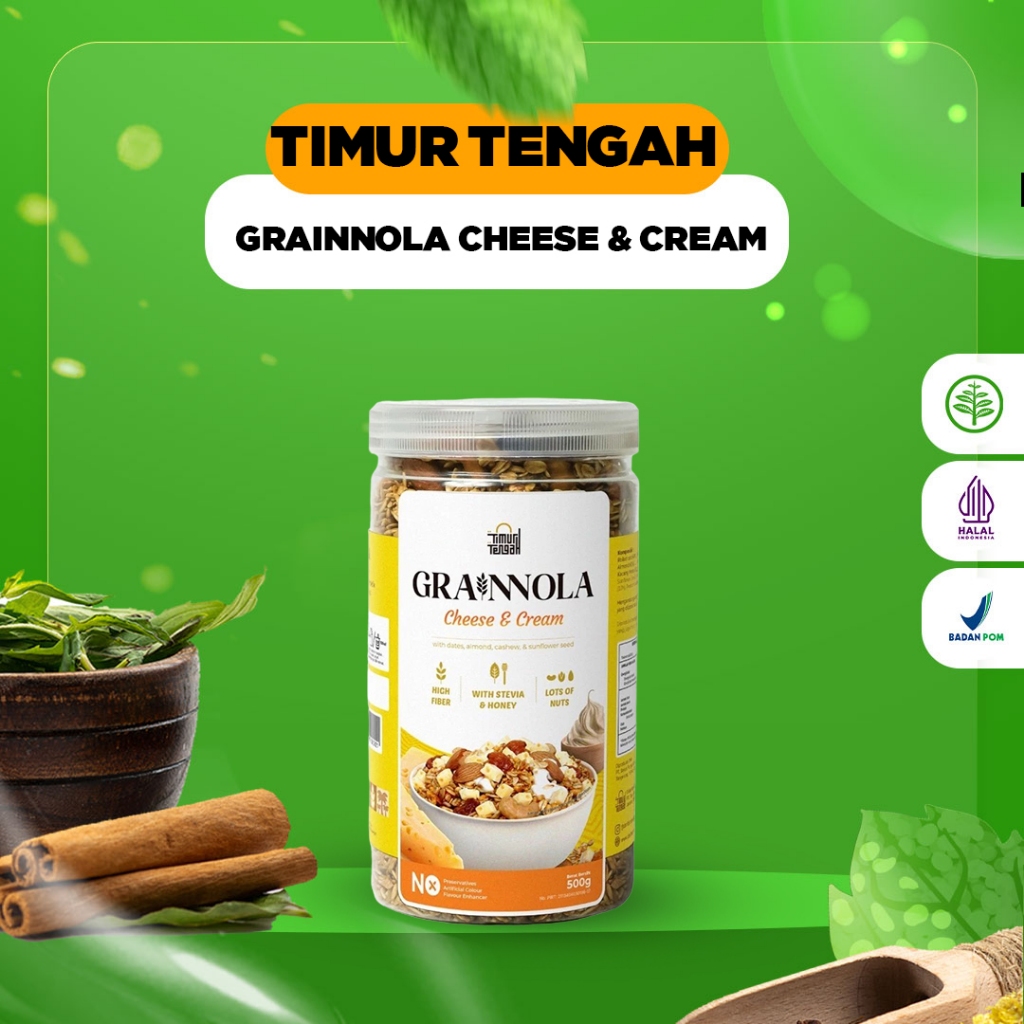 

Grainnola Cheese & Cream - Granola Timur Tengah - Sarapan Sehat Rendah Kalori