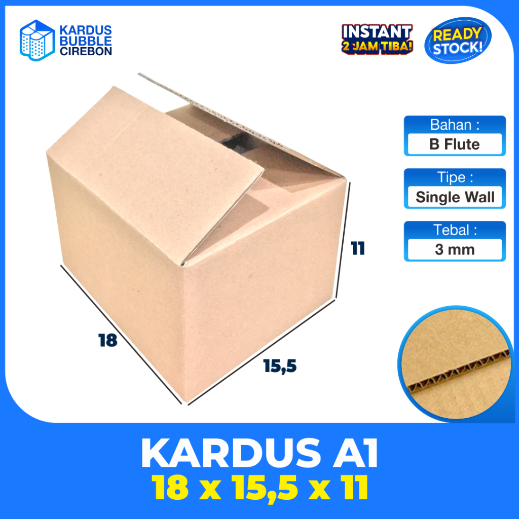 

Kardus Polos / Karton Box Packing 18x15,5x11 Cm Single Wall, Tebal, 18 x 15,5 x 11 cm