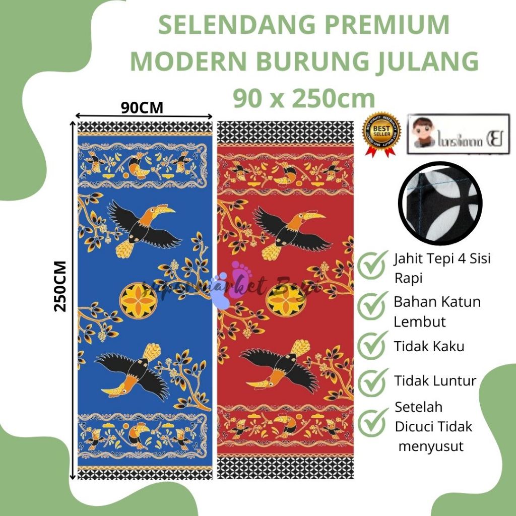 Selendang Premium Modern Burung Julang 90x250cm L.E / Selendang / Selendang Batik / Gendongan Selend