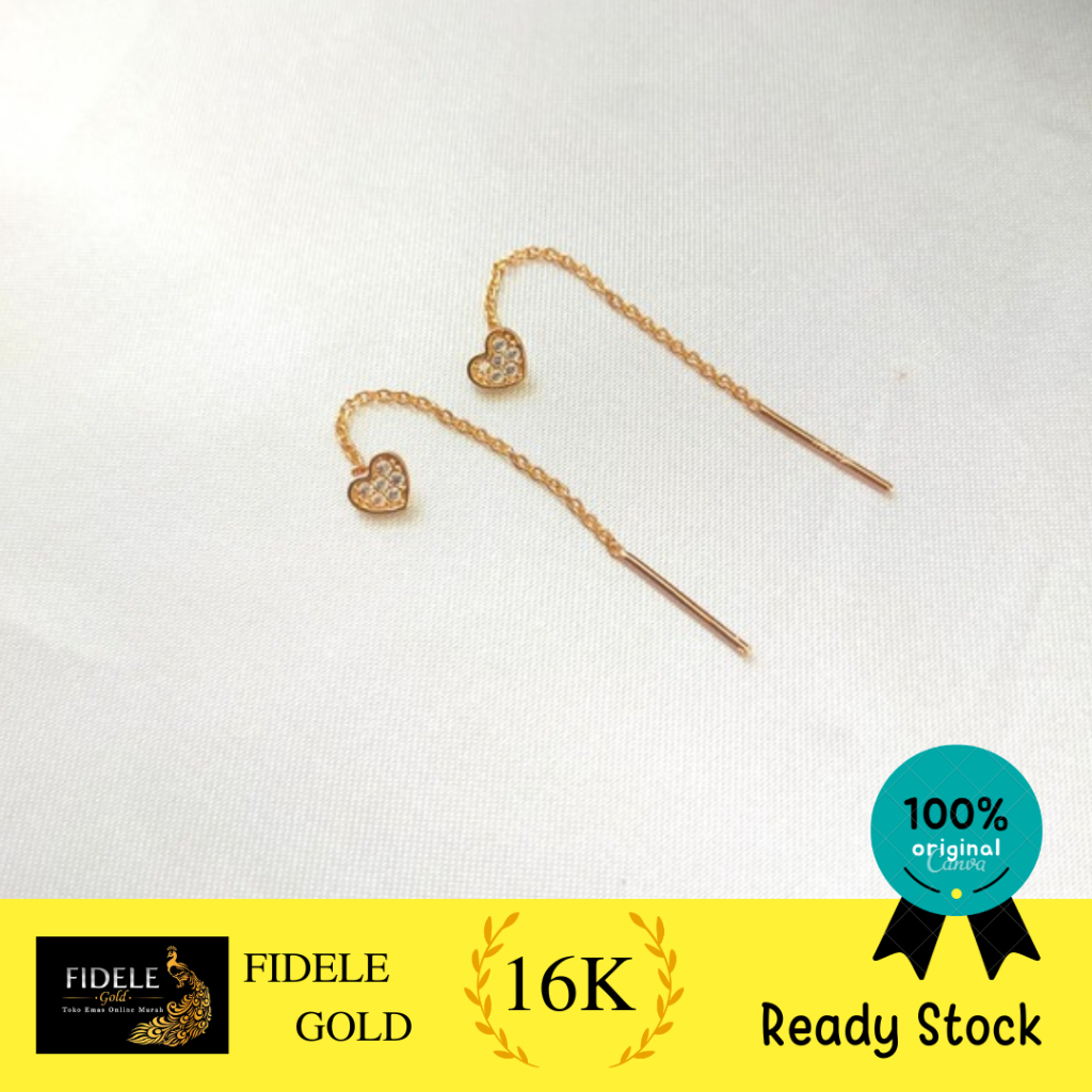Anting tlusup love permata hati fashion 700 16k toko emas surabaya