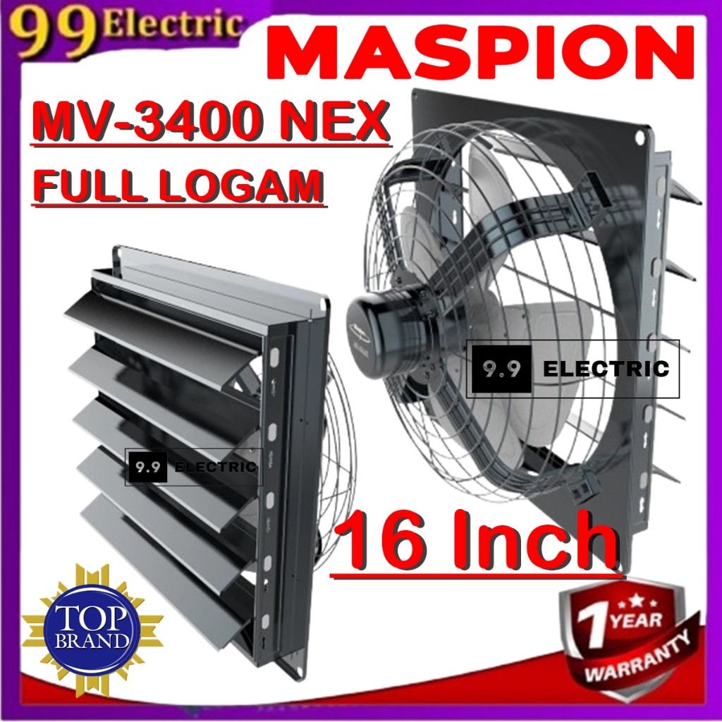 [COD]Maspion Exhaust Fan Kipas Angin Hexos 16 Inch MV-3400 NEX-JUMBO FULL METAL
