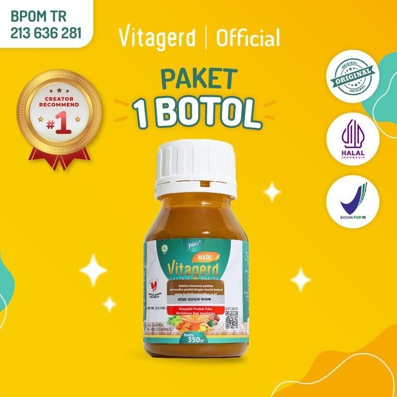 

Varian Vitagerd - Madu Lambung 350gr BPOM | Halal MUI | Organik | untuk asam lambung dan gerd