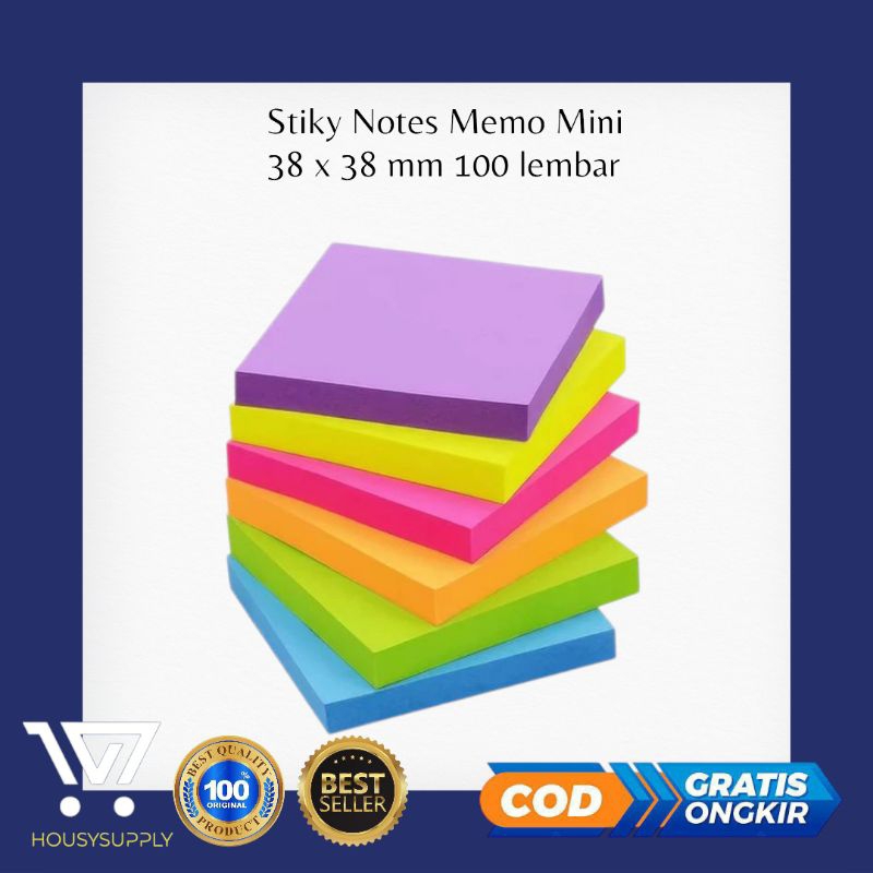 

HS4 Sticky Notes Memo 38x38 Polos Penanda Pengingat Kertas Buku Tempel 100 Lembar Perlengkapan Kantor Serbaguna