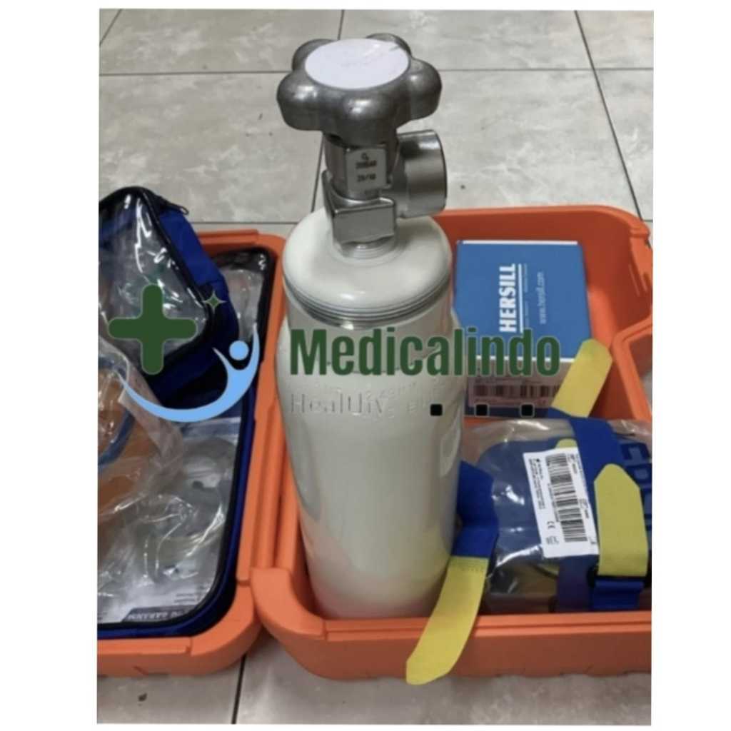 Tabung O2 Oksigen Portable Oxygen Emergency Aluminium Koper Hersill Oxivac II