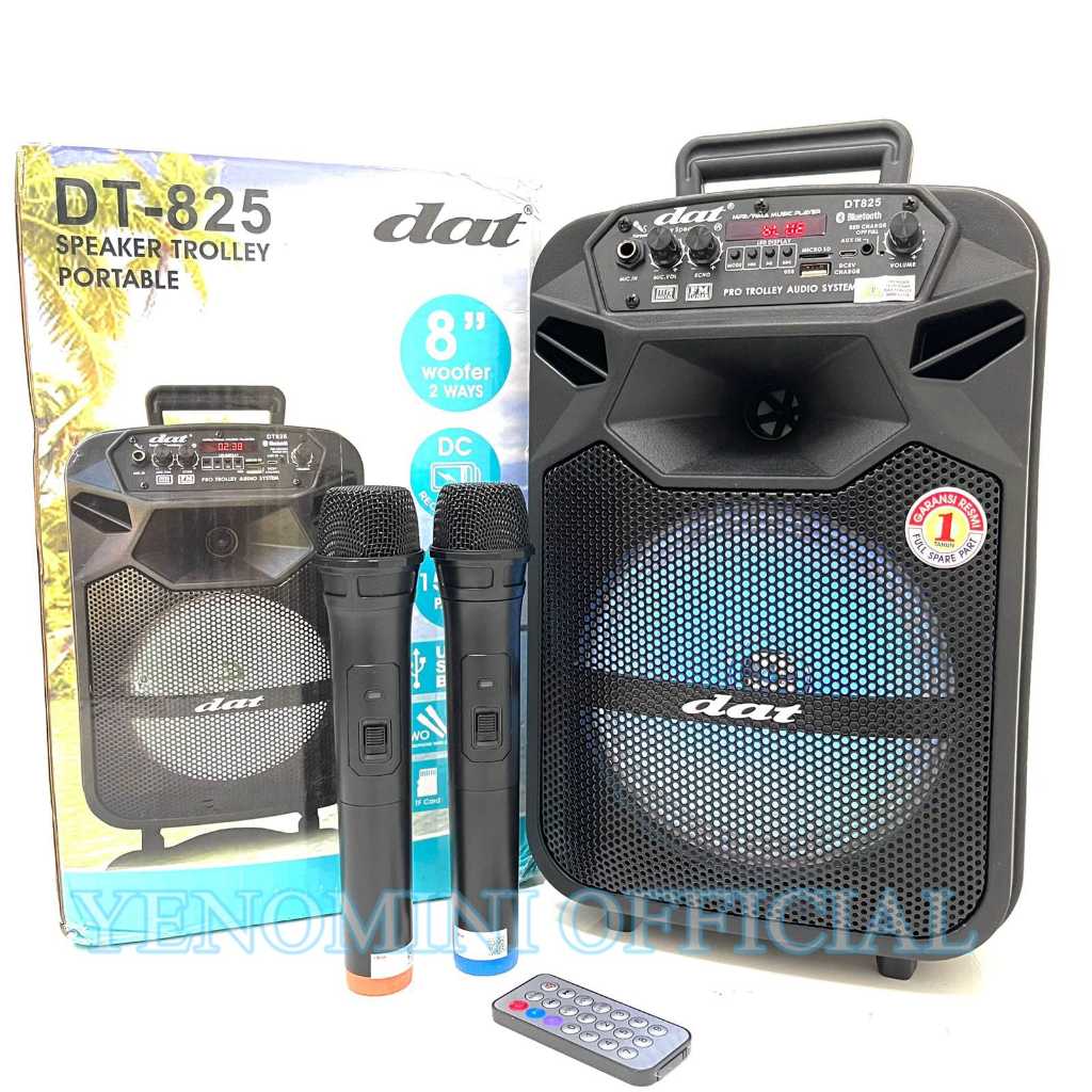 Speaker Portable Wireless Dat DT 825 8inch Original Bluetooth - USB Dat825 Free 2bh Mic Wireless Dt8
